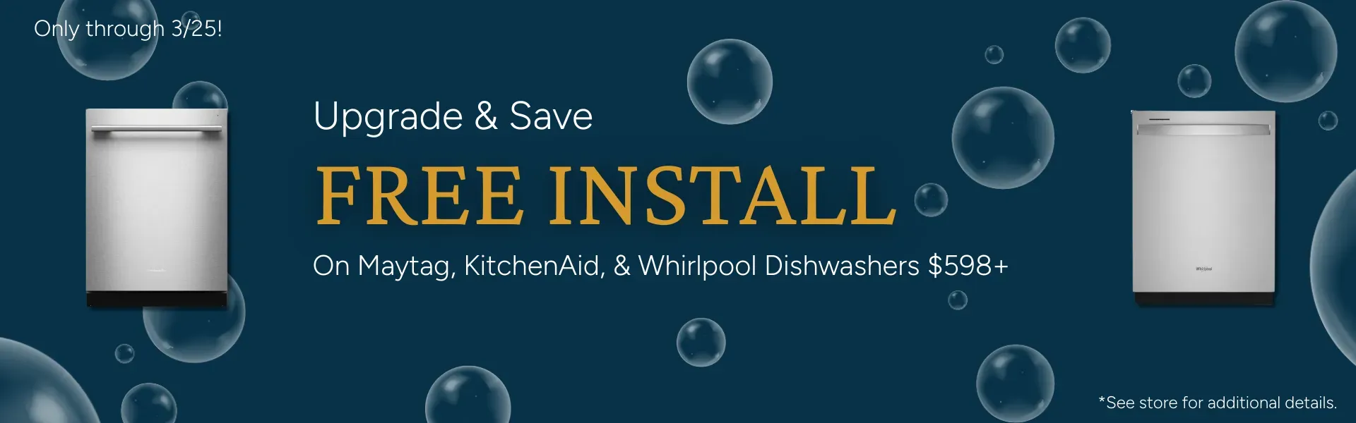 Free Installation on Maytag, KitchenAid, & Whirlpool Dishwashers $598 and Up!
